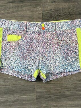 Andrew Christian Shorts Mens 32 Multicolor Neon Splatter Chino Stretch 2" Inseam